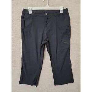 Eddie Bauer Rainier Capri Pants Womens 16 Black Nylon Stretch Hiking UPF 50+